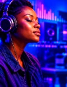 Producer mixing a track